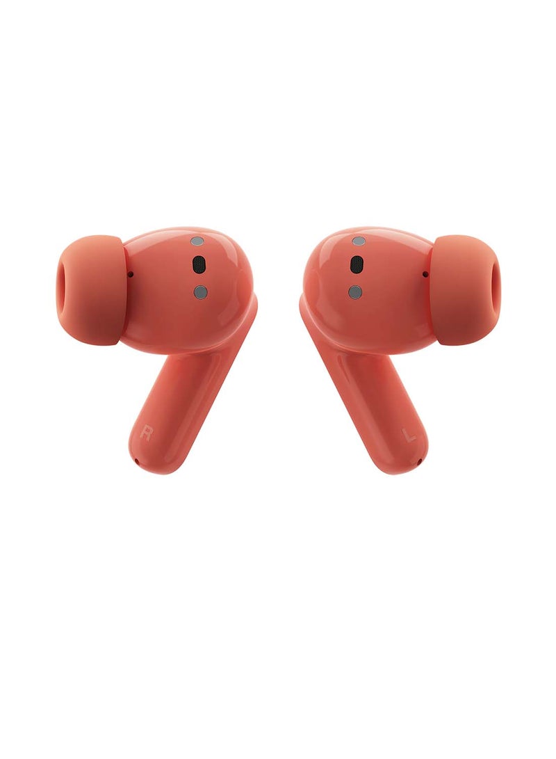 Moto Buds Wireless Earphone, Tws Bluetooth Earbuds, Anc, Dolby Atmos, Unique Design, Hi-Res Sound, Quick Charge, Long Battery Life, Water Resistant Coral Peach