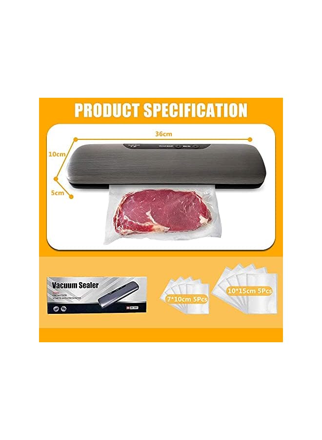 Vacuum Sealer Machine, Automatic Food Sealer With 10 Vacuum Bags, Automatic Food Saver Machine Air Sealing System For Food Preservation, 60 Kpa Quick Suction For Food Storage