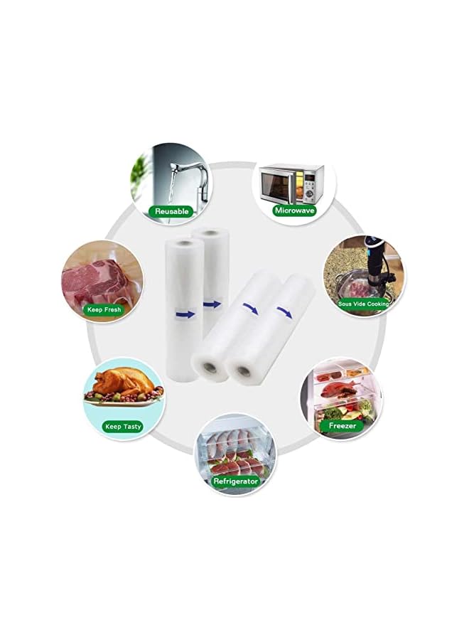 Packaging Machine Sealer Rolls,Food Vacuum Bag Roll For Food Preservation And Food Storage,2 Volume 20Cm X 500Cm Food Vacuum Sealer Bags (4 Pack)