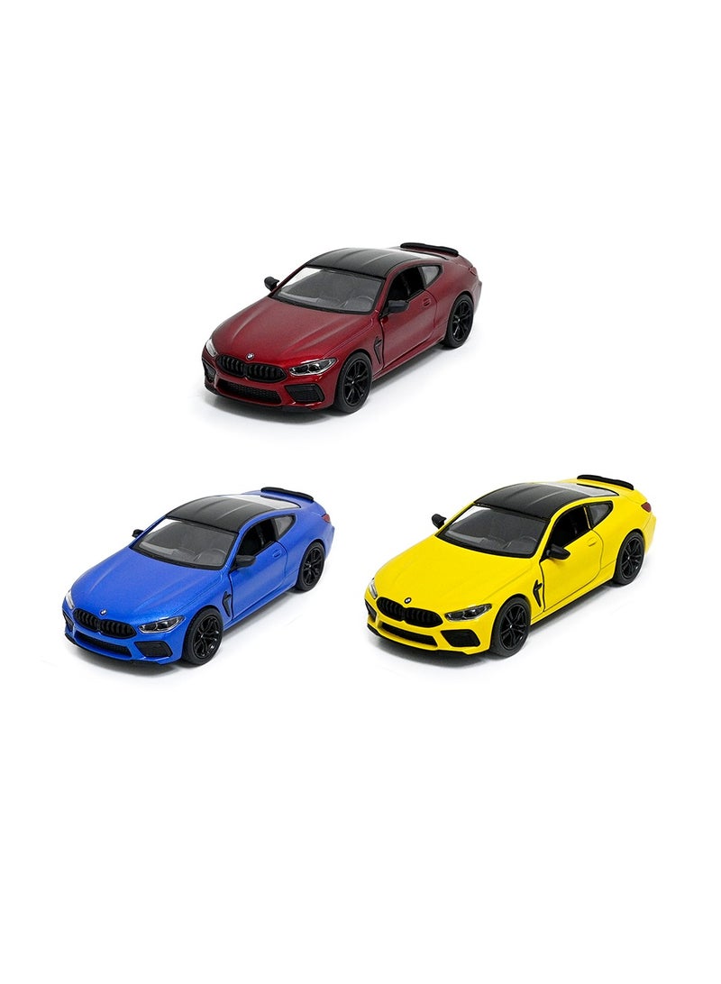 Pack of 3 Pcs BMW M8 Competition Coupe 1/38 Scale Die Cast Metal Doors Openable Pull Back Action Toy Car