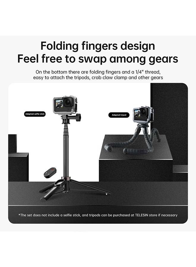 TELESIN Aluminum Case Metal Cage Protective Frame Housing for GoPro Hero 12 11 10 9 Black, Fits for Go Pro When ND CPL Lens Filter Max Lens Mount on, with Cold Shoe Connect to Video Light Microphone