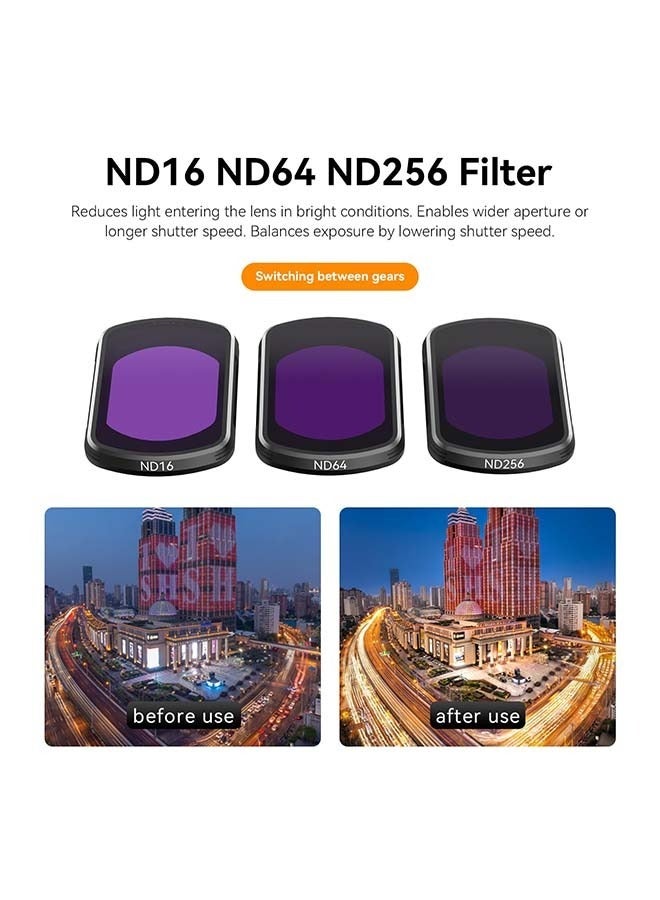 TELESIN Magnetic Lens Fitler Kit for DJI Pocket 3 Accessories, 4-Pack CPL ND16 ND64 ND256 Neutral Density Polarizing HD Ultra Thin Corning Glass Lens Protector Bundle Kit for Osmo Pocket 3 Combo