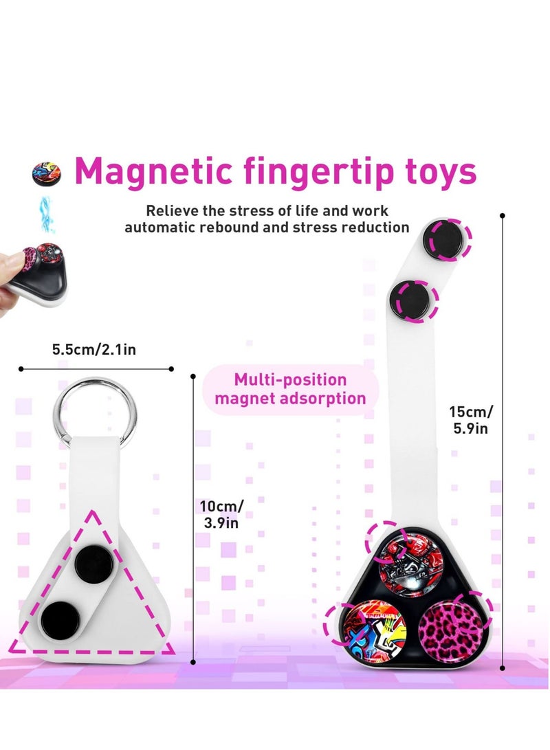 Magnetic Hand Spinner Fidget Toy Pack,Triangle Fidget Keyring Magnetic Buckle Elastic Hand Toy, Anxiety Decompression Toy, Fidget Toy Pack Gift for Kid Adult