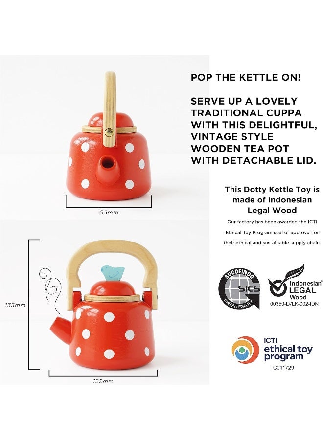 Le Toy Van - Honeybake Wooden Dotty Kettle - Breakfast Set Pretend Kitchen Play Toy Set | Kids Role Play Toy Kitchen Accessories