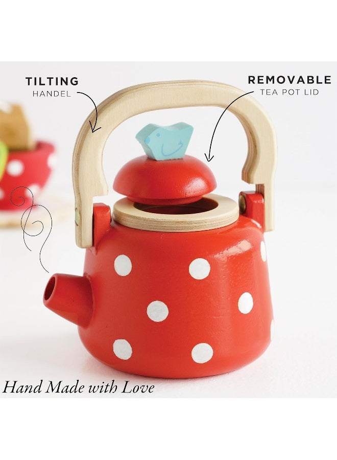 Le Toy Van - Honeybake Wooden Dotty Kettle - Breakfast Set Pretend Kitchen Play Toy Set | Kids Role Play Toy Kitchen Accessories