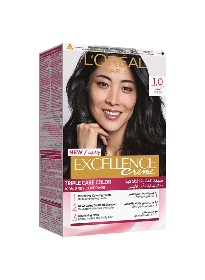 Excellence Crème Permanent Hair Color, 1.0 Black