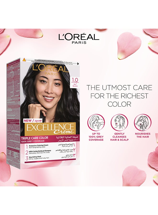 Excellence Crème Permanent Hair Color, 1.0 Black