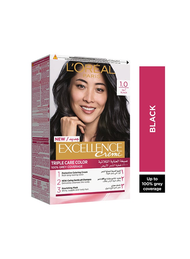 Excellence Crème Permanent Hair Color, 1.0 Black