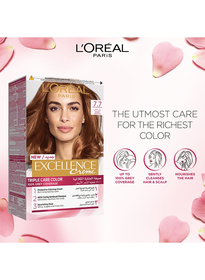 Excellence Creme Triple Care Color, 7.7 Honey Brown