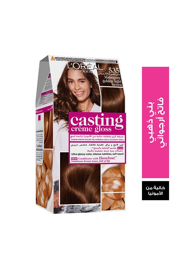 Casting Crème Gloss No Ammonia Hair Color For Shiny Hair 535 Mahagony Golden Light Brown