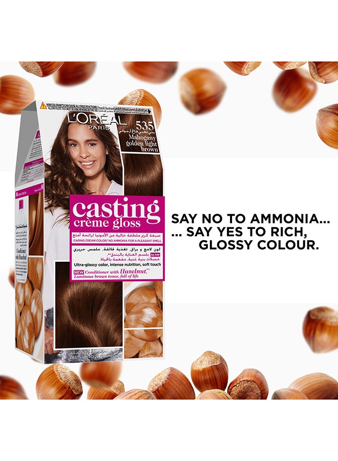 Casting Crème Gloss No Ammonia Hair Color For Shiny Hair 535 Mahagony Golden Light Brown