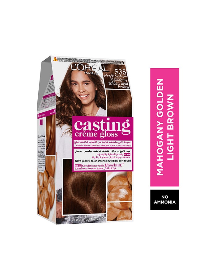 Casting Crème Gloss No Ammonia Hair Color For Shiny Hair 535 Mahagony Golden Light Brown