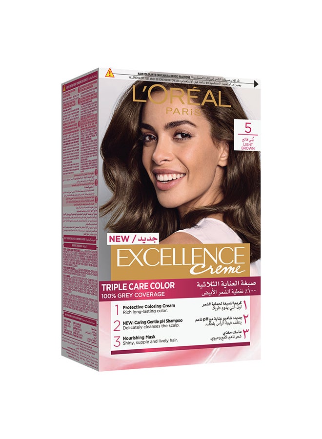 Excellence Crème  Permanent Hair Color, 5.0 Light Brown