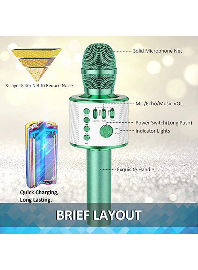 Bluetooth Handheld Karaoke Microphone with Speaker ANY117 Green/White