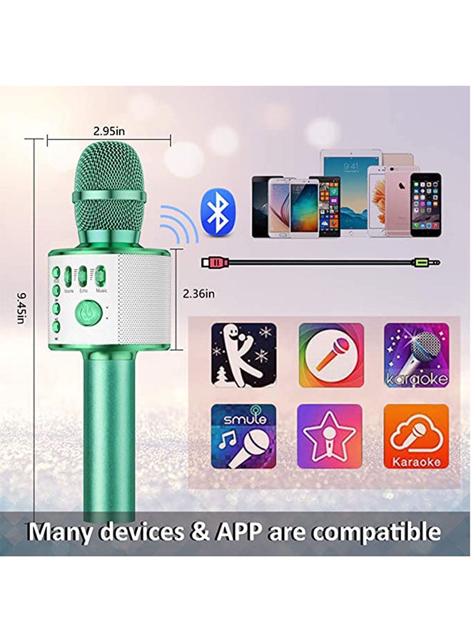 Bluetooth Handheld Karaoke Microphone with Speaker ANY117 Green/White