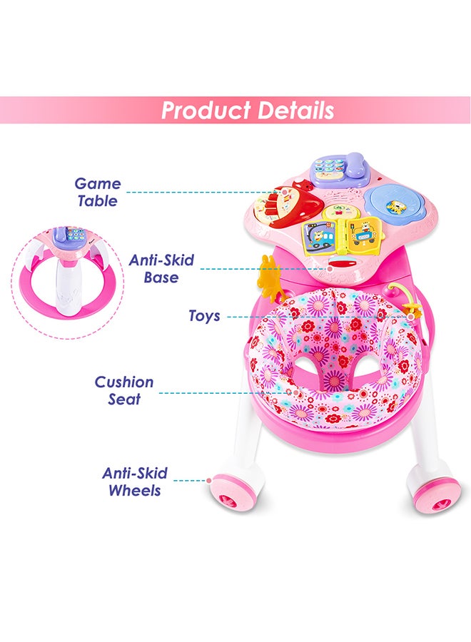 TEKNUM 3-in-1 Walker and Activity Center- Pink