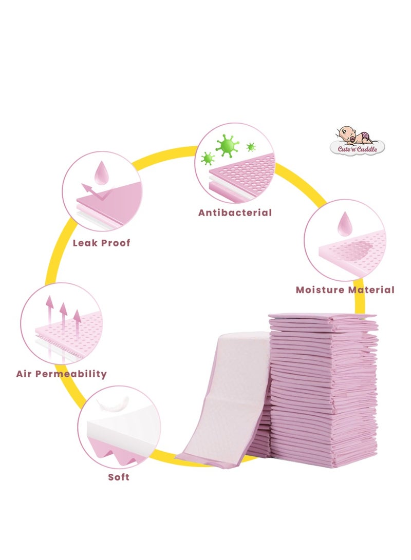 Pack Of 60 Disposable Changing Mats, Pink, 60 CM X 45 CM