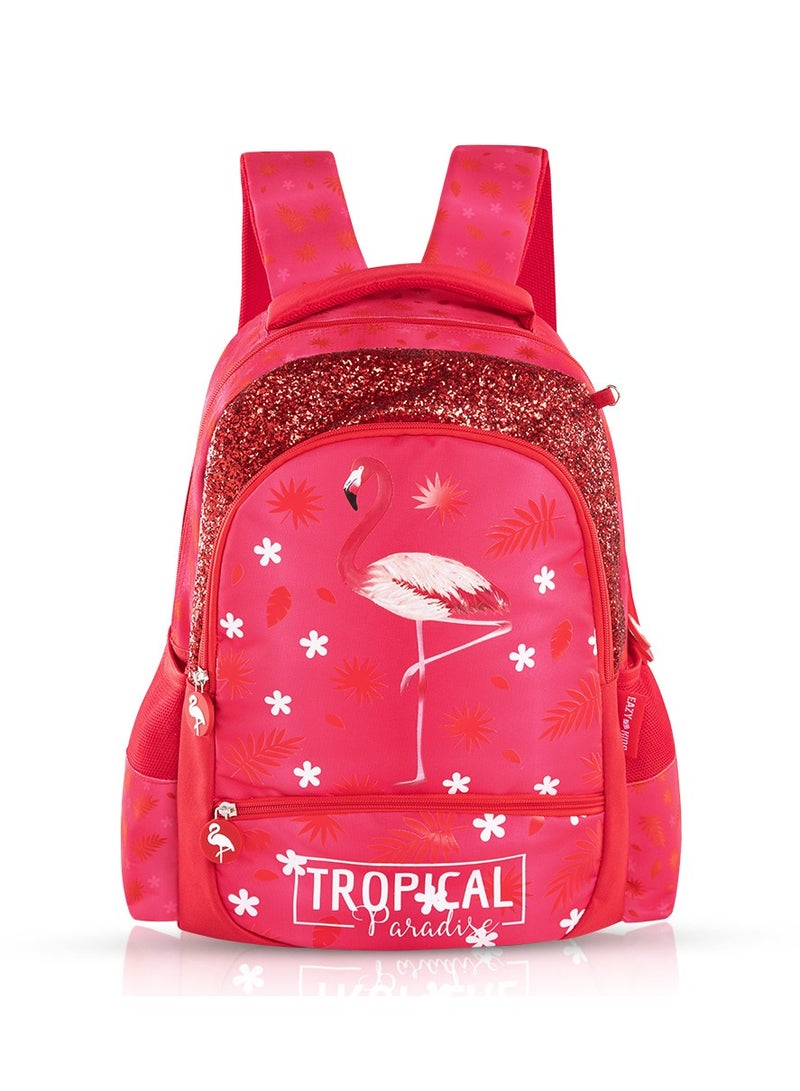 17 Inch Set Of 3 School Bag With Lunch Bag And Pencil Case Tropical - Pink