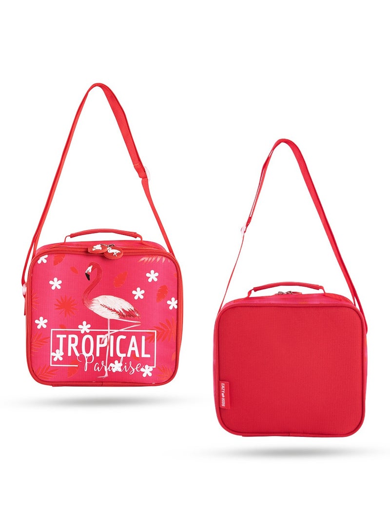 17 Inch Set Of 3 School Bag With Lunch Bag And Pencil Case Tropical - Pink