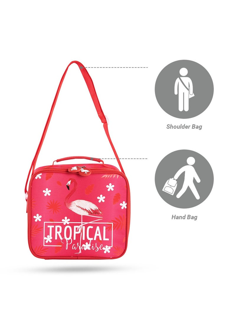 17 Inch Set Of 3 School Bag With Lunch Bag And Pencil Case Tropical - Pink