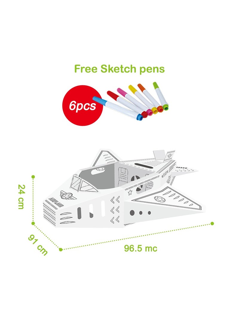 DIY Doodle Coloring Kit w/ Set of 6 Sketch Pens - Wearable Airplane