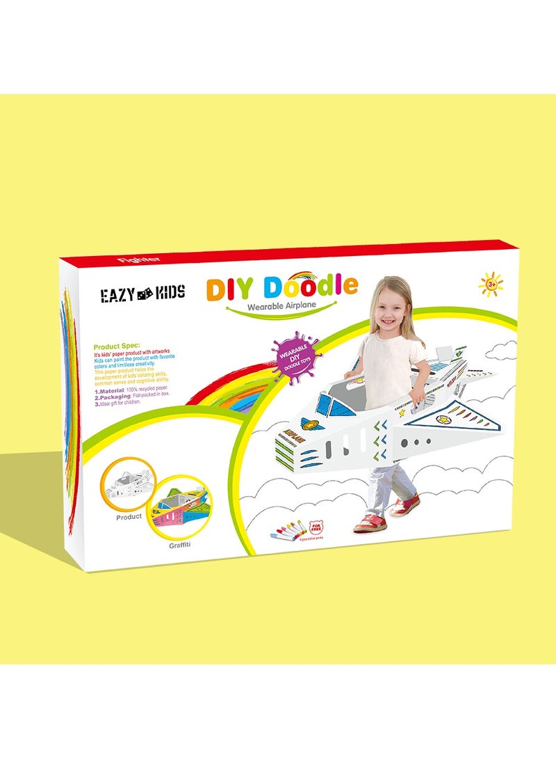 DIY Doodle Coloring Kit w/ Set of 6 Sketch Pens - Wearable Airplane