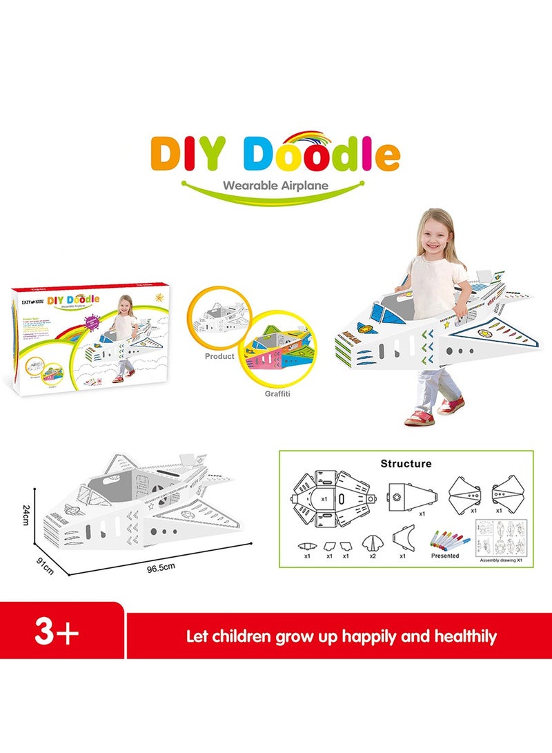 DIY Doodle Coloring Kit w/ Set of 6 Sketch Pens - Wearable Airplane