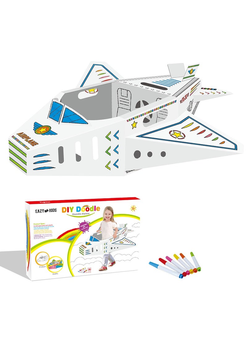 DIY Doodle Coloring Kit w/ Set of 6 Sketch Pens - Wearable Airplane