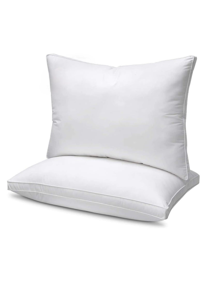 1-Piece Bed Pillow Double Piping Hotel Standard Soft Microfiber Anti Allergic&Anti-bacterial, Striped White, Size(50x70CM)