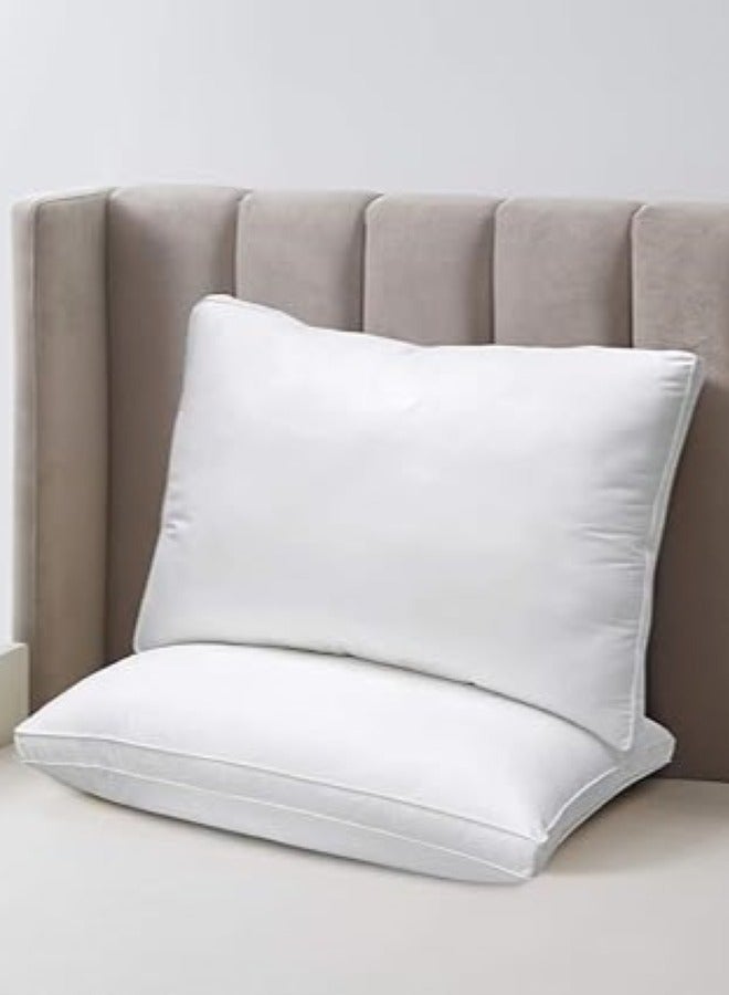 1-Piece Bed Pillow Double Piping Hotel Standard Extra Soft Microfiber Anti Allergic&Anti-bacterial, Striped White, Size(50x70CM)