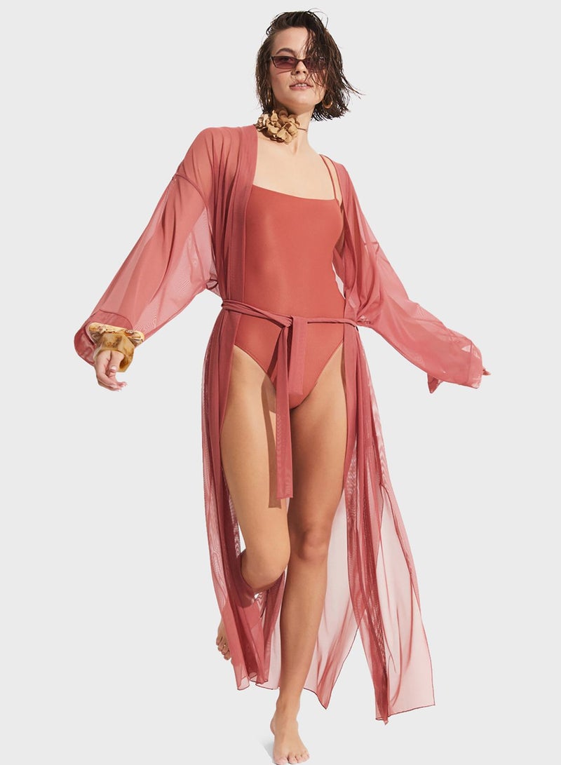 Mesh Longline Kimono