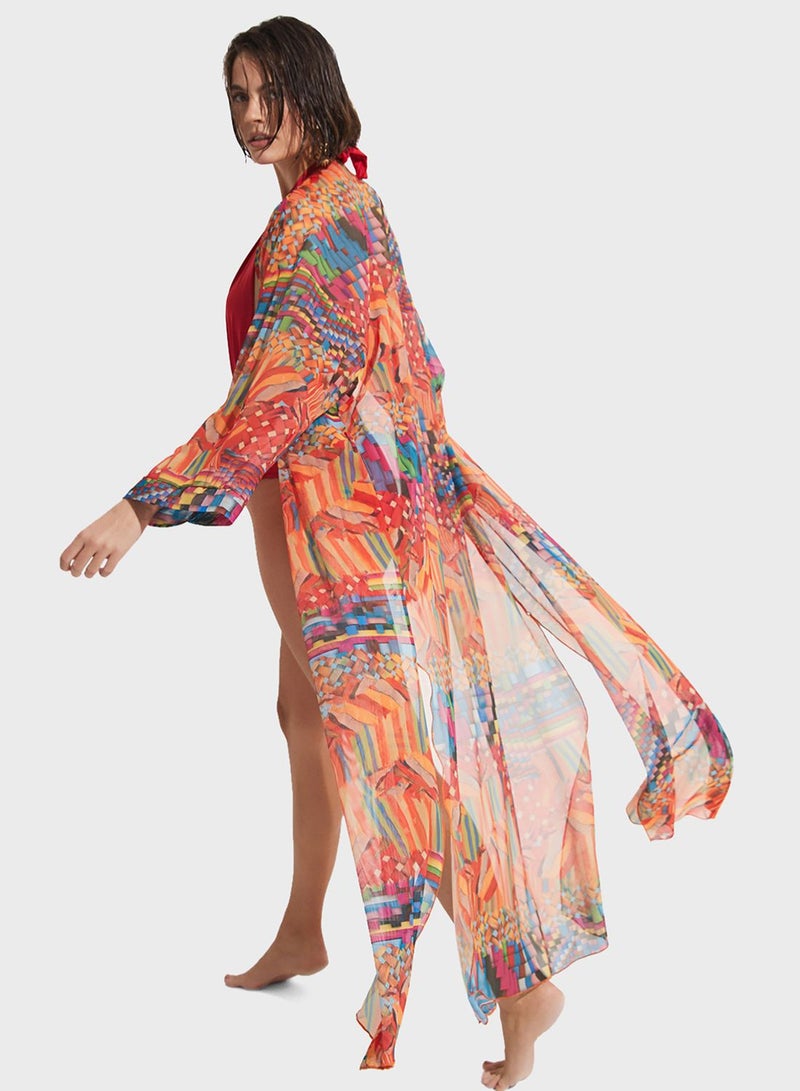 Mesh Printed Kimono