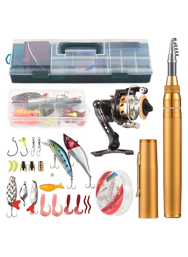 Fishing Rod and Reel Combos Telescopic Fishing Pole with Spinning Reel Combo Kit Fishing Line Lures Hooks Swivels Set Fishing Accessories with Tackle Box