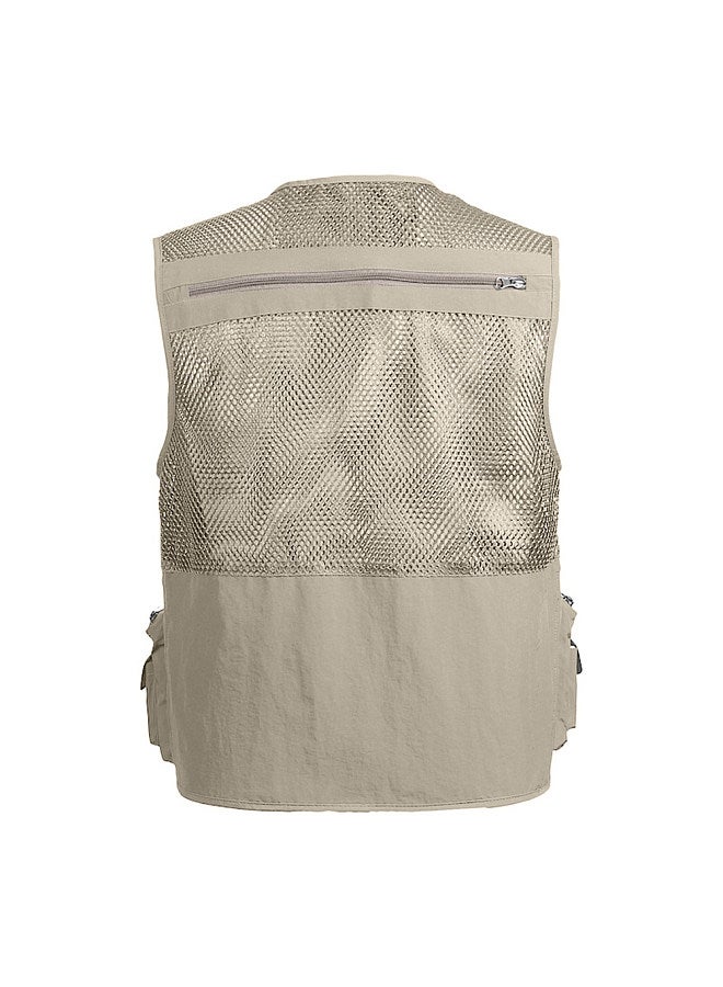 Fishing Vest Breathable Fishing Travel Mesh Vest with Zipper Pockets Summer Work Vest for Outdoor Activities