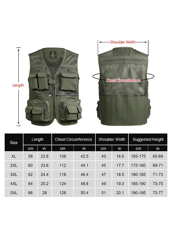 Fishing Vest Breathable Fishing Travel Mesh Vest with Zipper Pockets Summer Work Vest for Outdoor Activities