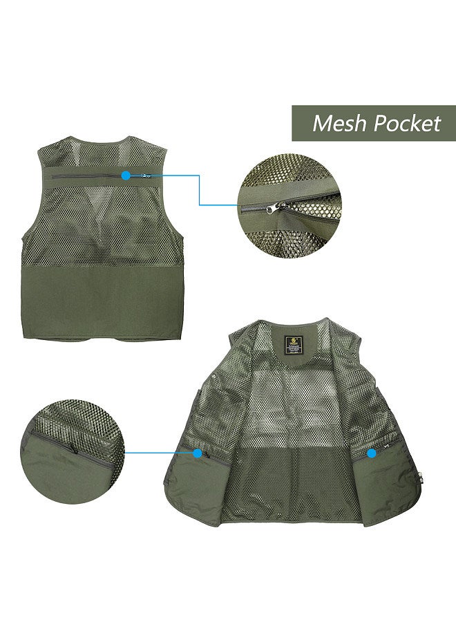 Fishing Vest Breathable Fishing Travel Mesh Vest with Zipper Pockets Summer Work Vest for Outdoor Activities