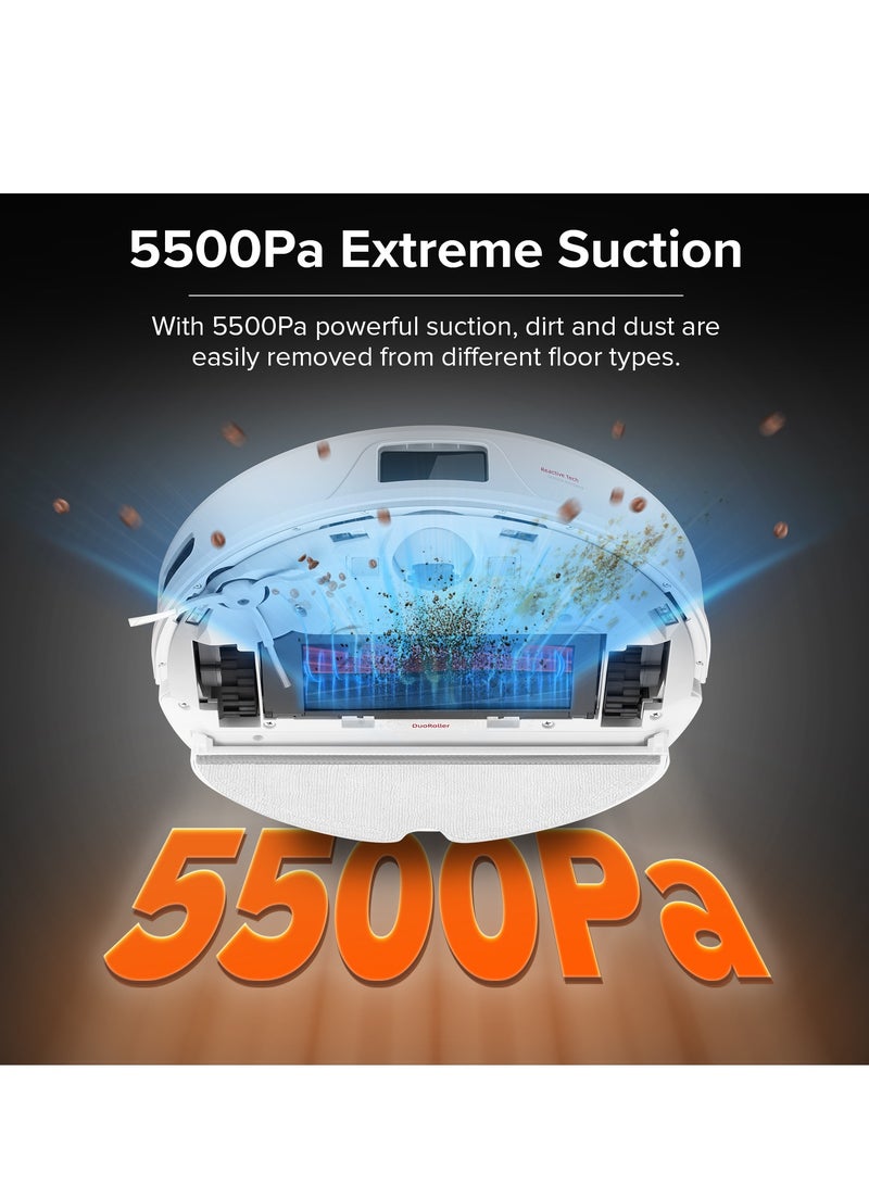 Q8 Max Plus Robot Vacuum Cleaner Duoroller Brush Twin Cleaning Power,5500Pa Extreme Suction(Upgraded From Roborock Q7 Max) 74 W Roborock Q8 Max serise White