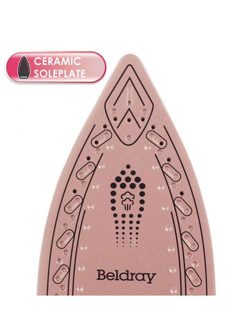 Beldray Rose Gold Steam Surge Pro: Powerful 2400W Iron for Effortless Creases  even heat distribution, long-lasting performance