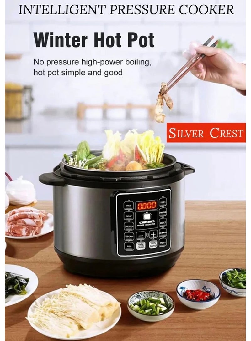 SILVER CREST 10 In 1 Electric Pressure Cooker Instant Programmable Smart Pot 1050 Watts Rice Cooker, 6 Liters, 10 Smart Programs