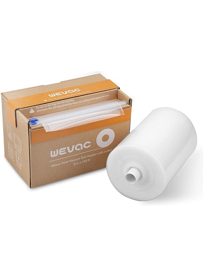 8” X 150’ Food Vacuum Seal Roll Keeper With Cutter, Ideal Vacuum Sealer Bags For Food Saver, Bpa Free, Commercial Grade, Great For Storage, Meal Prep And Sous Vide (8