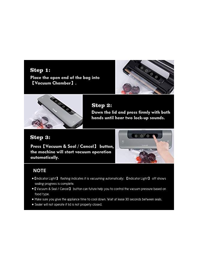 Vacuum Sealer, Automatic Vacuum Air Sealing System For Food Storage, Preservation And Sous Vide, Vacuum Sealing Machine For Both Dried And Wet Fresh Food, With Starter Kit