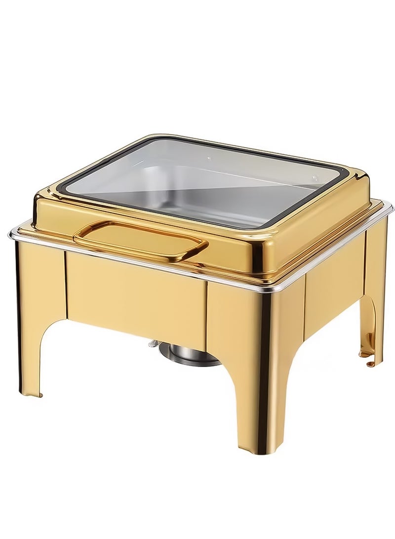 6L Hydraulic Square Chafing Dish With Glass Lid