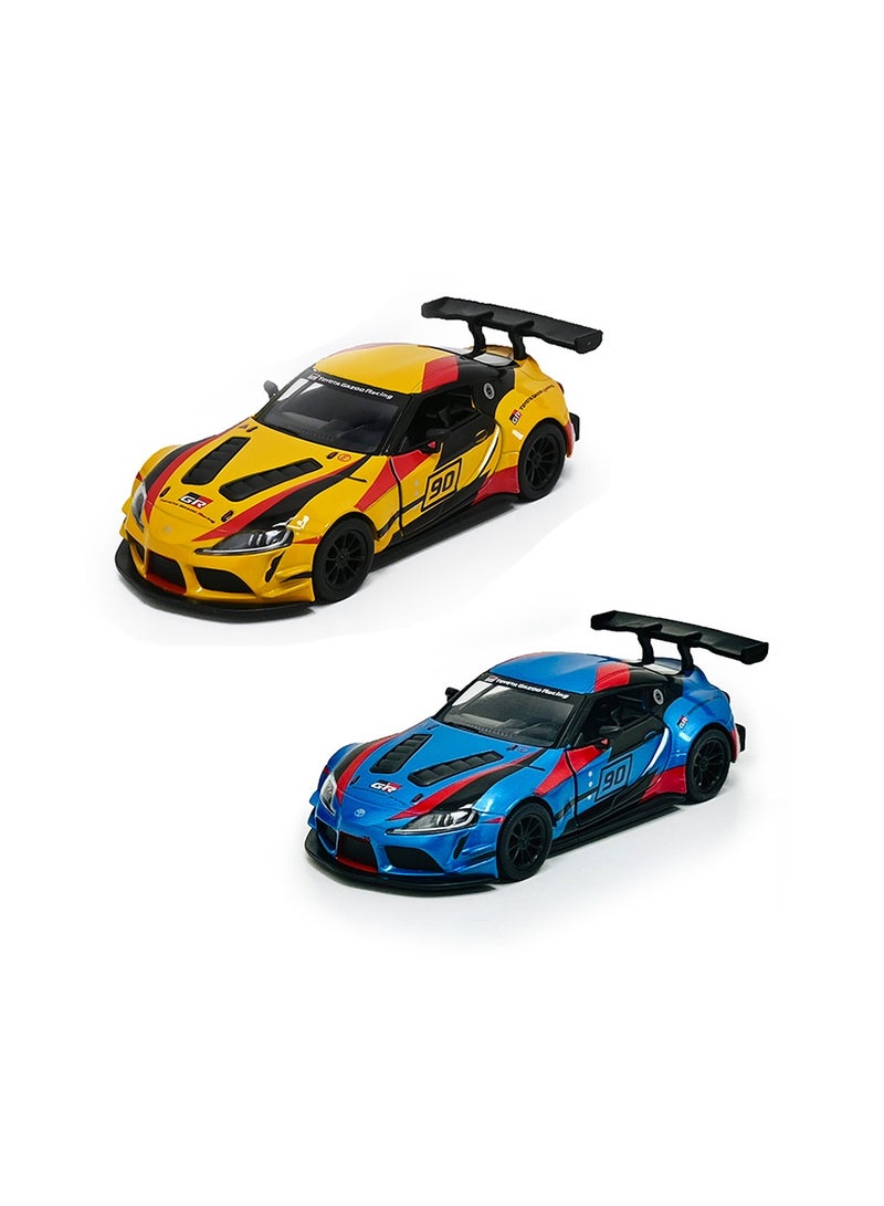 Pack of 2 Toyota GR Supra Racing Concept Car Die Cast Metal Doors Openable Pull Back Action Toy-Assorted Colour