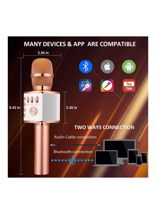 3 In 1 Portable Handheld Karaoke Microphone Speaker Rose Gold