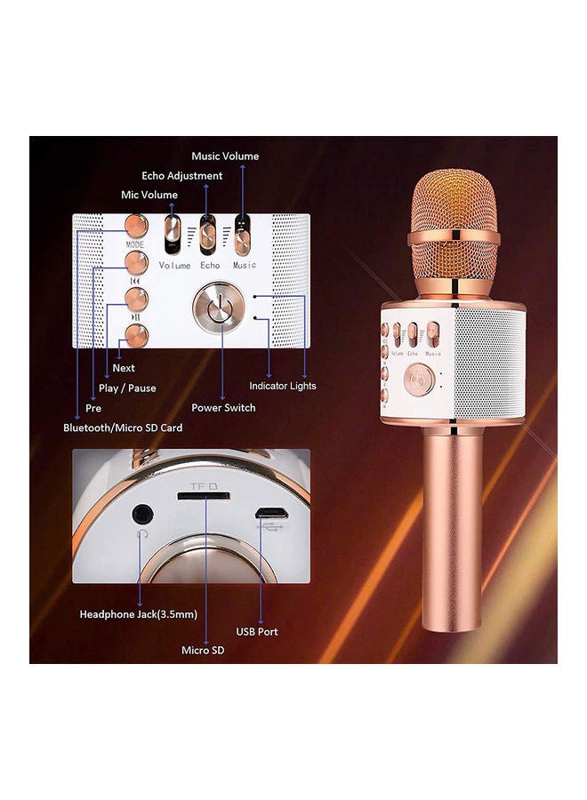 3 In 1 Portable Handheld Karaoke Microphone Speaker Rose Gold