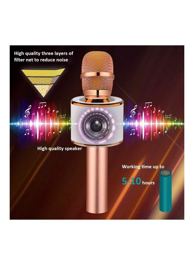 3 In 1 Portable Handheld Karaoke Microphone Speaker Rose Gold