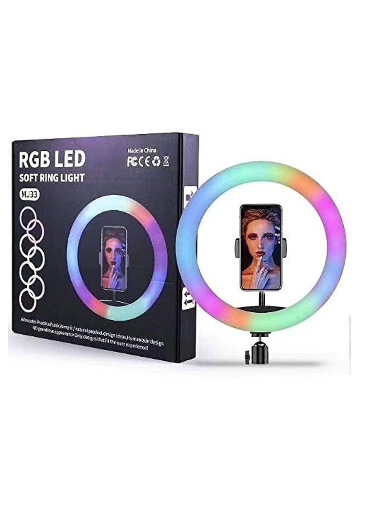 MJ33 LED Ring Light RGB Colorful Photography LED Light for TikTok Vlogging Video YouTube Live