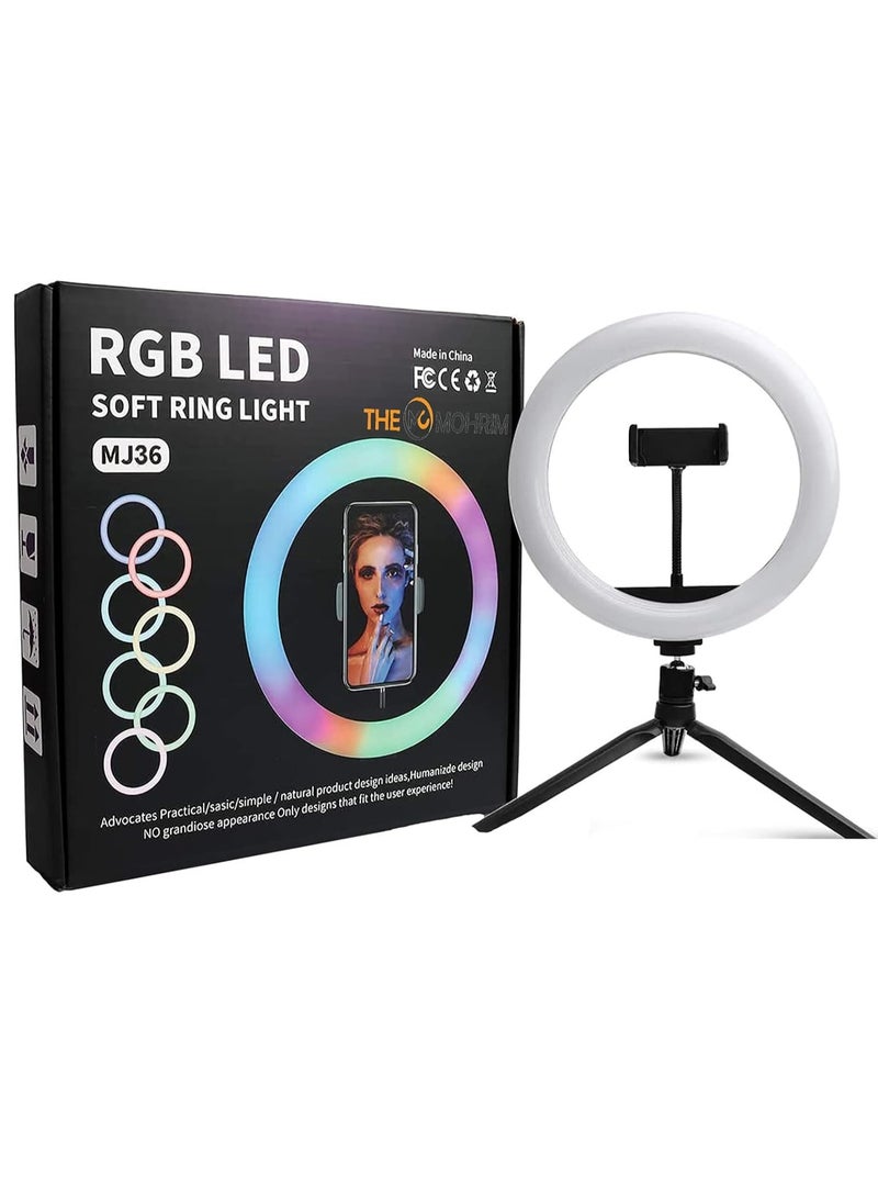MJ-36 RGB Colors LED Ring Light for Camera Smartphones