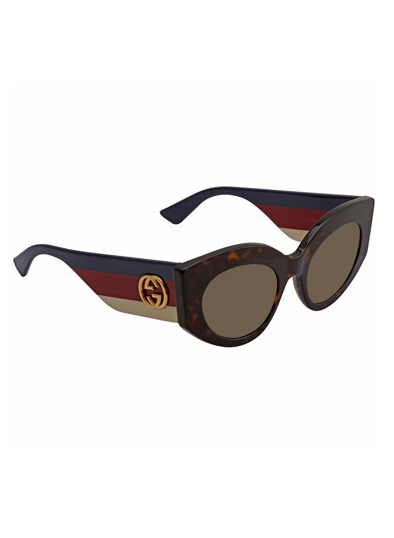 Gucci Women Havana Cat Eye Sunglasses with Brown lenses GG0275S-002