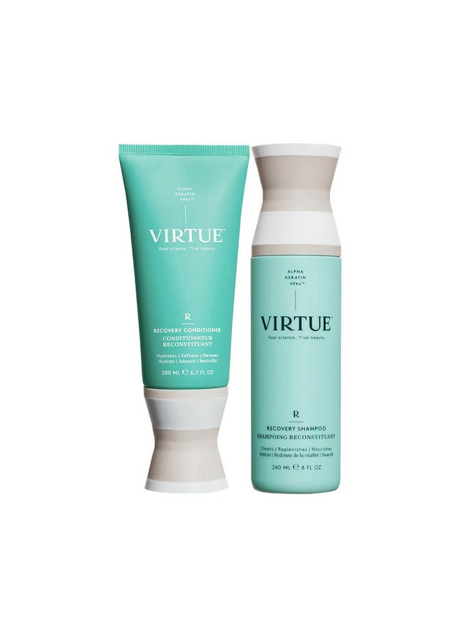 VIRTUE Recovery Shampoo and Conditioner Duo For Dry, Damaged and Coloured Hair
